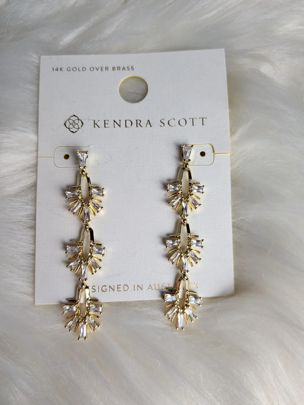 Kendra Scott Gold & Clear Crystal Linear Drop Earrings